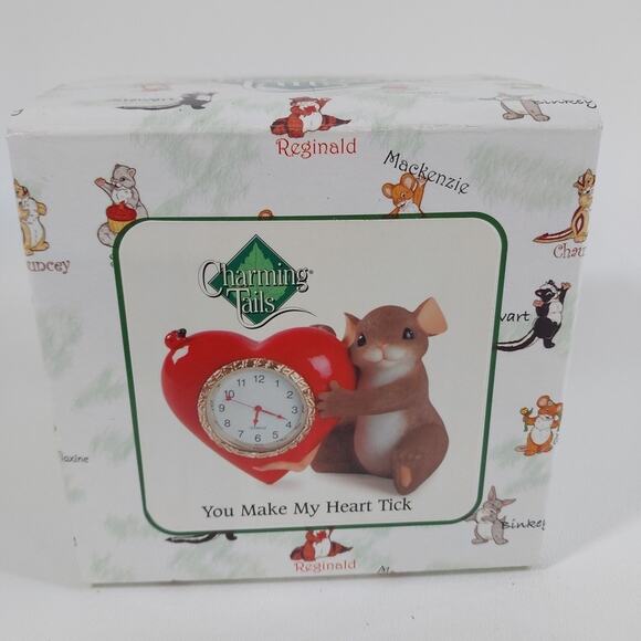 Charming Tails “You‎ Make My Heart Tick” Mouse Ladybug Clock Fitz & Floyd - Picture 1 of 4